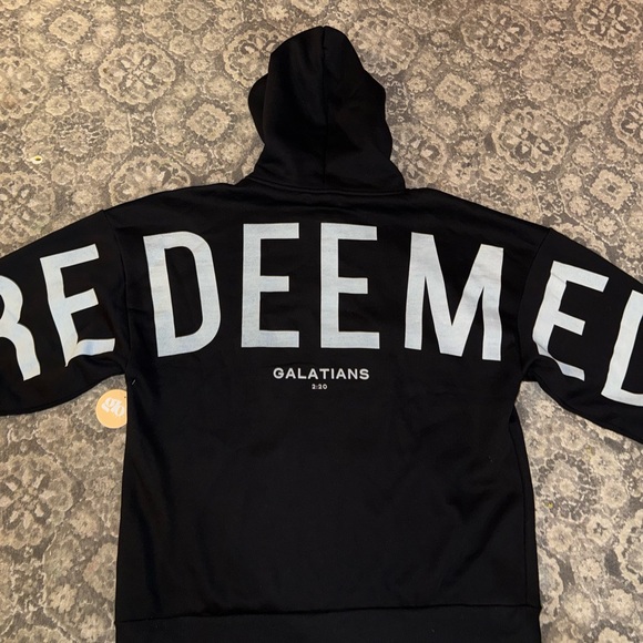 NWT redeemed black Glo Zip-Up Hoodie gods love overcomes - Picture 6 of 9